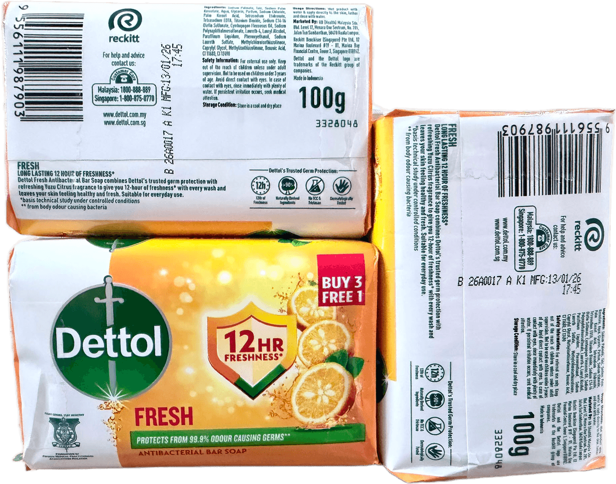 Dettol Anti-Bacterial Soap Fresh 100g (Buy 3 Free 1)