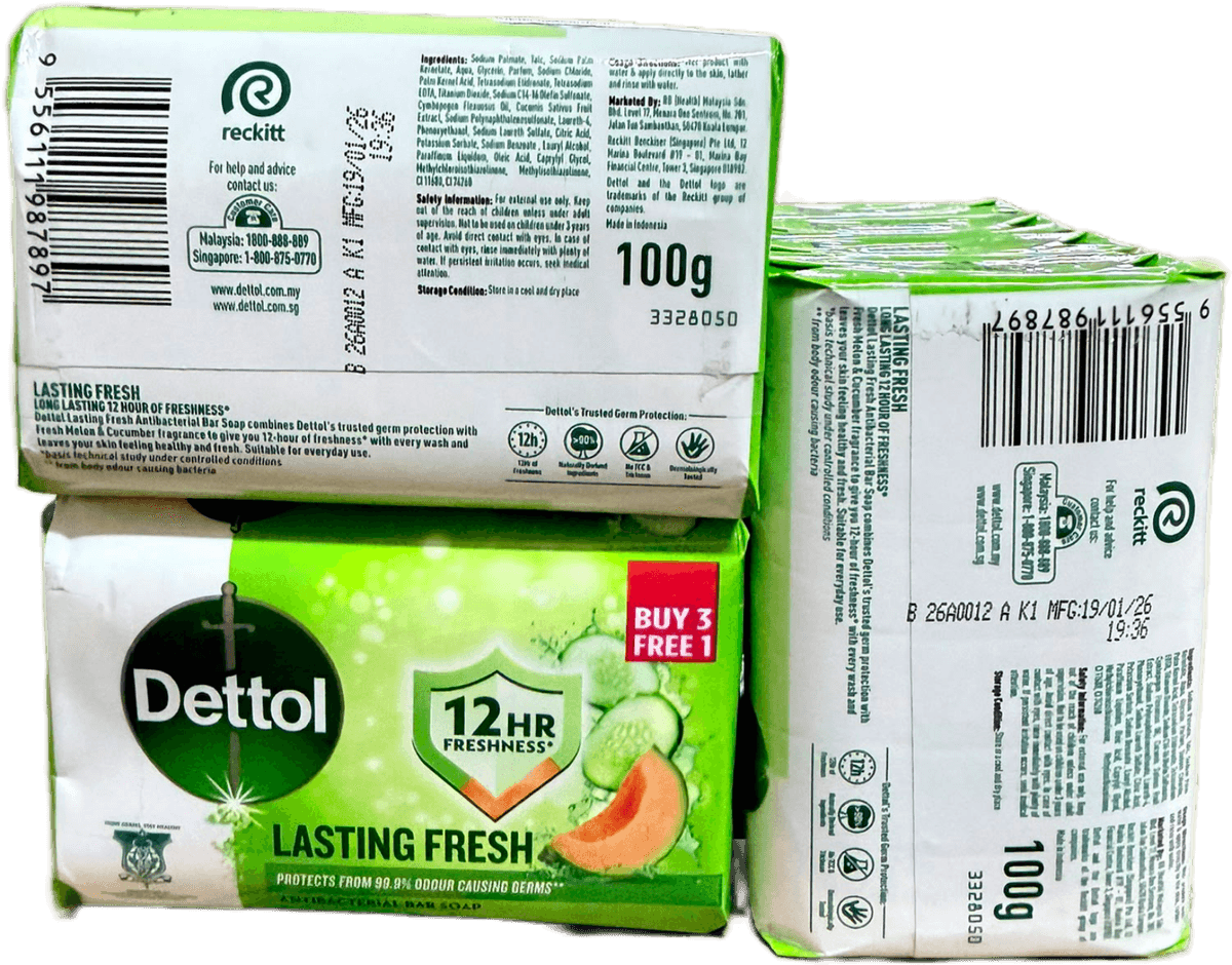 Dettol Anti-Bacterial Soap Lasting Fresh 100g (Buy 3 Free 1)