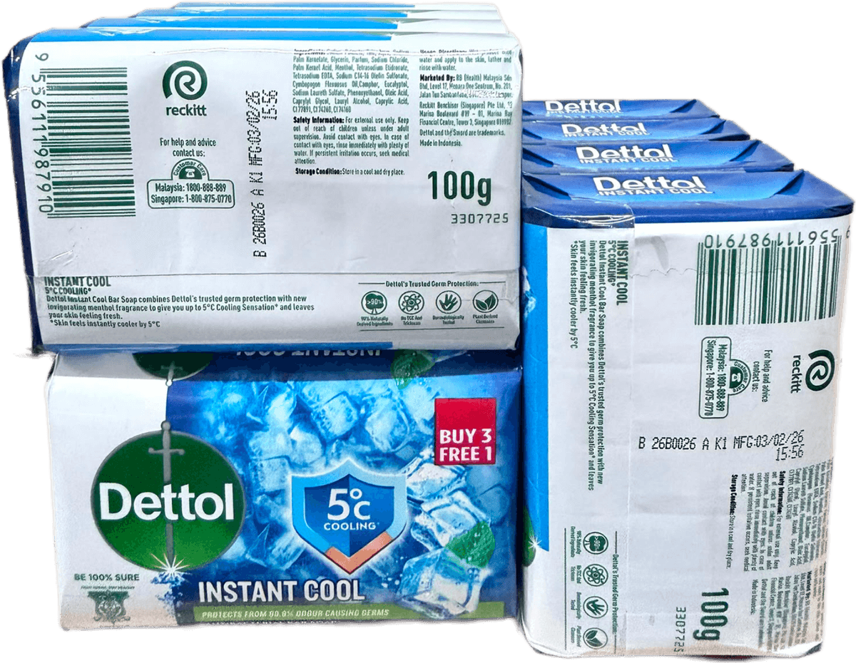 Dettol Anti-Bacterial Soap Instant Cool 100g (Buy 3 Free 1)