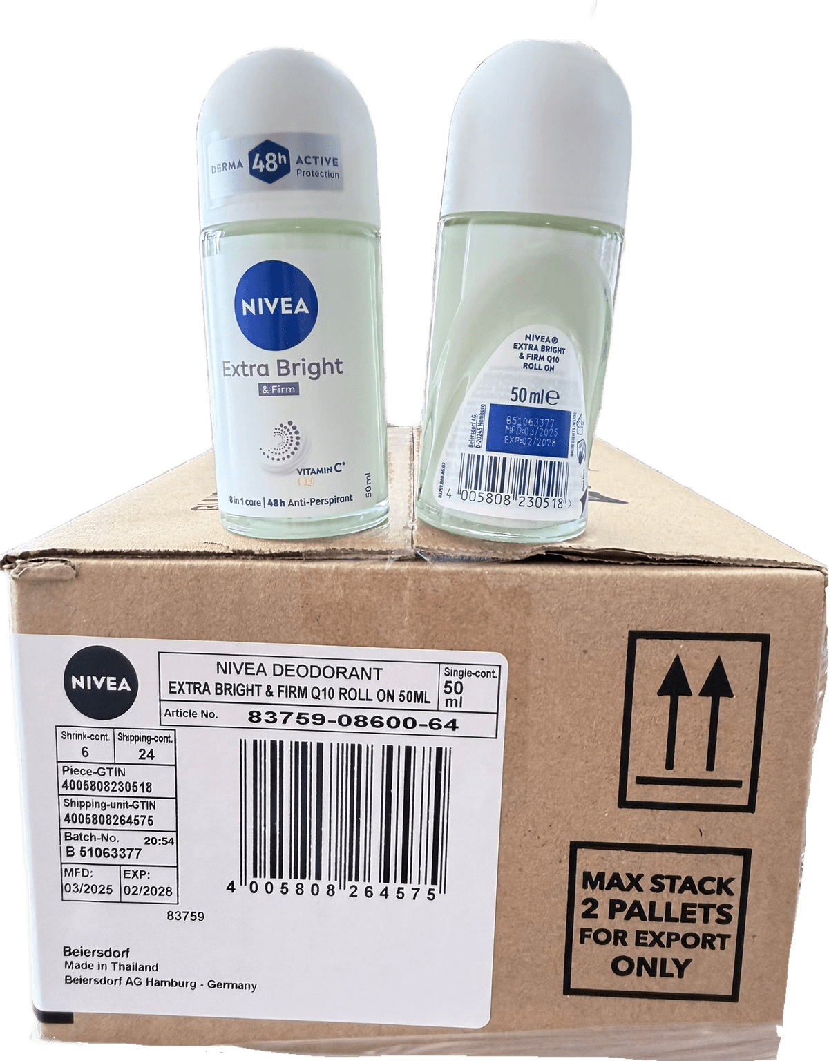 NIVEA Extra Bright & Firm Q10 Roll On Deodorant 50ml