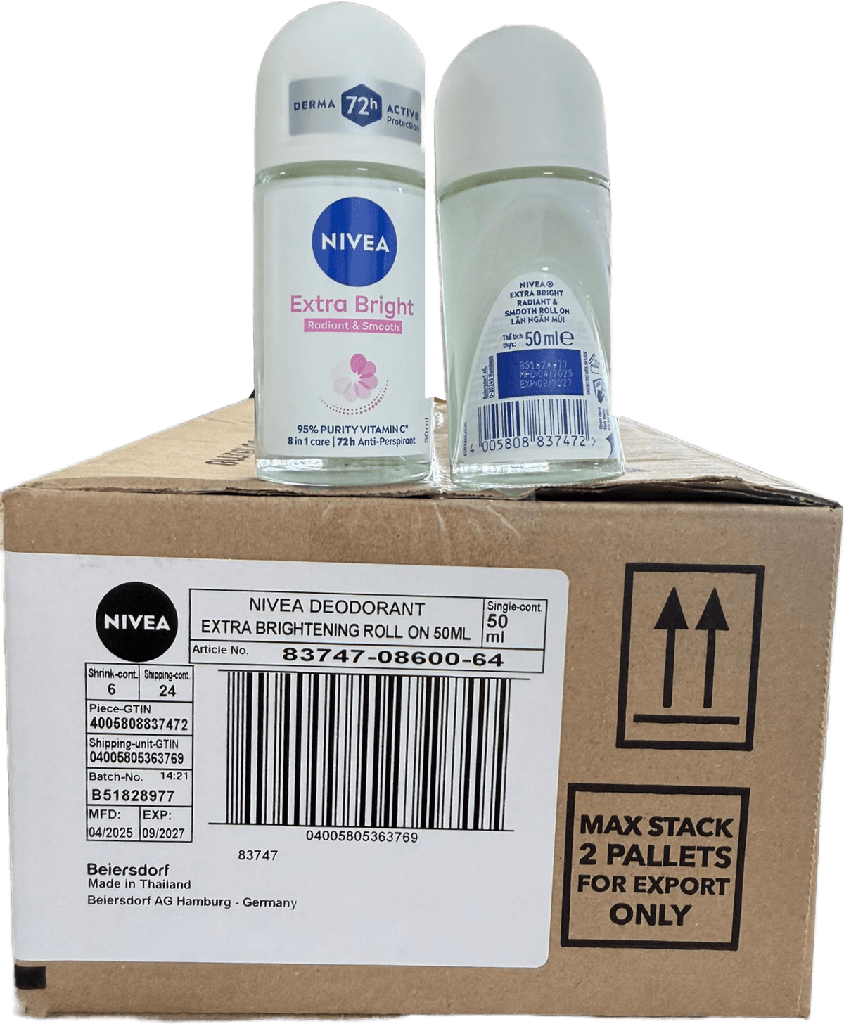 NIVEA Extra Bright Radiant & Smooth Roll On Deodorant 50ml