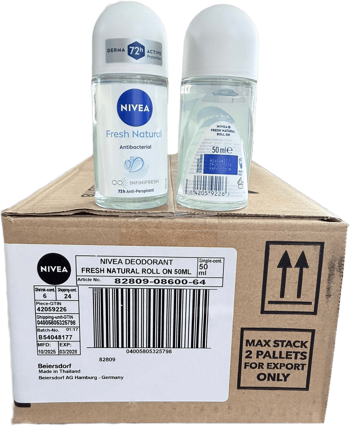 NIVEA Fresh Natural Antibacterial Roll On Deodorant 50ml